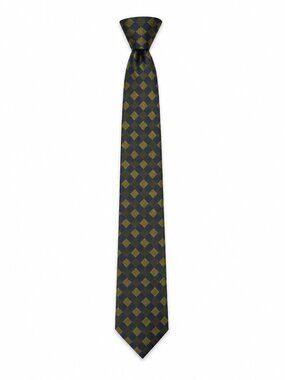 Brooks Brothers Navy and Gold Checkered Tie 100% Silk